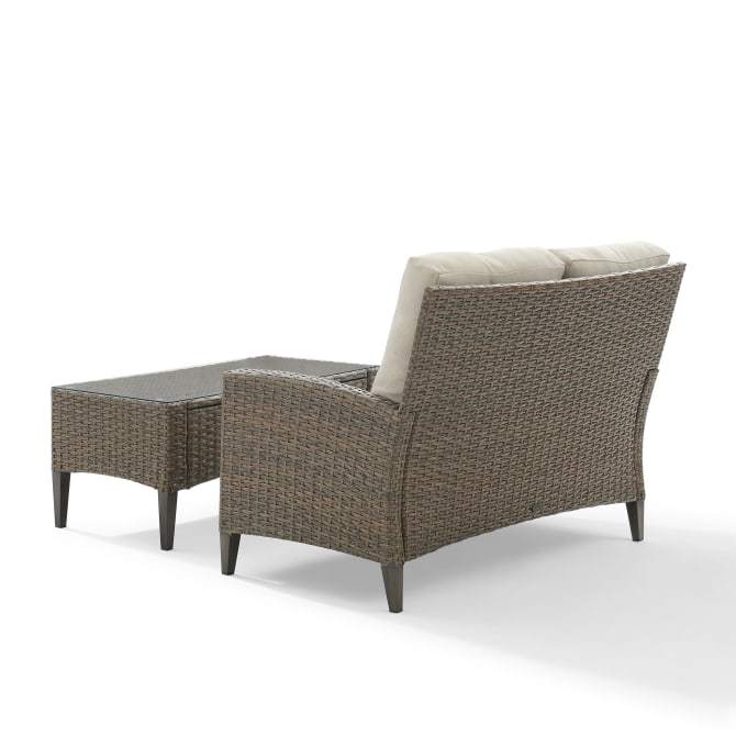 Crosley Furniture Patio Loveseat Sets Crosely Furniture - Rockport Outdoor Wicker 2Pc High Back Conversation Set Oatmeal/Light Brown - Loveseat & Coffee Table - KO70211LB-OL - Oatmeal