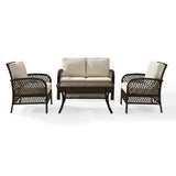 Crosley Furniture Patio Loveseat Sets Crosely Furniture - Tribeca 4Pc Outdoor Wicker Conversation Set Sand/Brown - Loveseat, Coffee Table, & 2 Arm Chairs - KO70037BR-SA - Sand