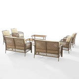 Crosley Furniture Patio Loveseat Sets Crosely Furniture - Tribeca 8Pc Outdoor Wicker Conversation Set Sand/Driftwood - 2 Loveseats, 4 Armchairs, & 2 Coffee Tables - KO70237DW-SA - Sand