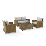 Crosley Furniture Patio Loveseat Sets Gray Crosely Furniture - Bradenton 4Pc Outdoor Wicker Conversation Set Include Color/Weathered Brown - Loveseat, Coffee Table, & 2 Arm Chairs - KO70024WB-XX
