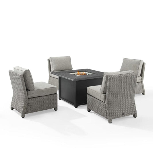 Crosley Furniture Patio Loveseat Sets Gray Crosely Furniture - Bradenton 5pc Outdoor Wicker Conversation Set W/Fire Table - KO70205GY-XX
