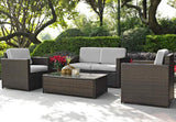 Crosley Furniture Patio Loveseat Sets Gray Crosely Furniture - Palm Harbor 4Pc Outdoor Wicker Conversation Set Include Color/Brown - Loveseat, Coffee Table, & 2 Chairs - KO70001BR-XX