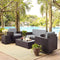 Crosley Furniture Patio Loveseat Sets Gray Crosely Furniture - Palm Harbor 5Pc Outdoor Wicker Conversation Set Include Color/Brown - Loveseat, Side Table, Coffee Table, & 2 Swivel Chairs - KO70056BR-XX