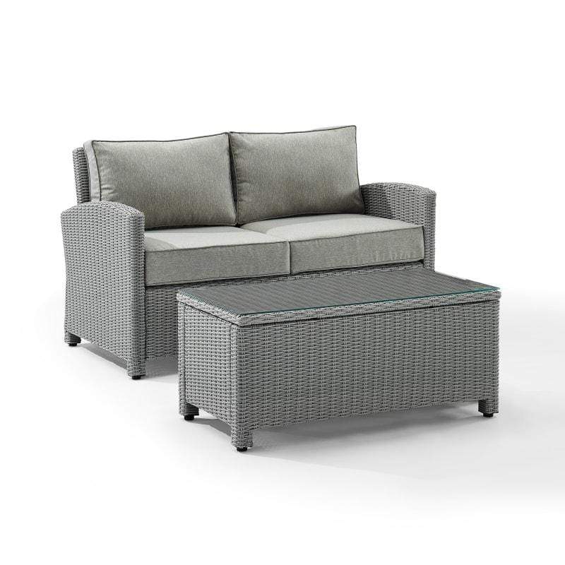Crosley Furniture Patio Loveseat Sets Gray/Gray Crosely Furniture - Bradenton 2Pc Outdoor Wicker Conversation Set Include Color - Loveseat & Coffee Table - KO70025XX-XX