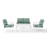 Crosley Furniture Patio Loveseat Sets Mist Crosely Furniture - Kaplan 4Pc Outdoor Metal Conversation Set Include Color/White - Loveseat, Coffee Table, &Two Chairs - KO60009WH-XX