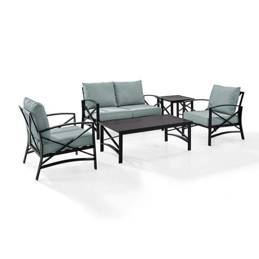 Crosley Furniture Patio Loveseat Sets Mist Crosely Furniture - Kaplan 5Pc Outdoor Metal Conversation Set Include Color/Oil Rubbed Bronze - Loveseat, Coffee Table, Side Table, & 2 Armchairs - KO60015BZ-XX