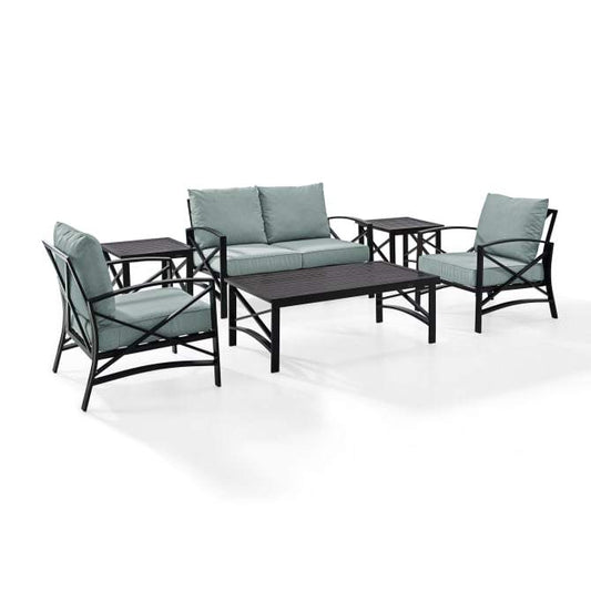 Crosley Furniture Patio Loveseat Sets Mist Crosely Furniture - Kaplan 6Pc Outdoor Metal Conversation Set Include Color/Oil Rubbed Bronze - Loveseat, Coffee Table, 2 Armchairs, & 2 Side Tables - KO60017BZ-XX