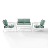 Crosley Furniture Patio Loveseat Sets Mist Crosely Furniture - Kaplan 6Pc Outdoor Metal Conversation Set Include Color/White - Loveseat, Coffee Table, 2 Armchairs, & 2 Side Tables - KO60017WH-XX