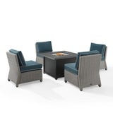Crosley Furniture Patio Loveseat Sets Navy Crosely Furniture - Bradenton 5pc Outdoor Wicker Conversation Set W/Fire Table - KO70205GY-XX