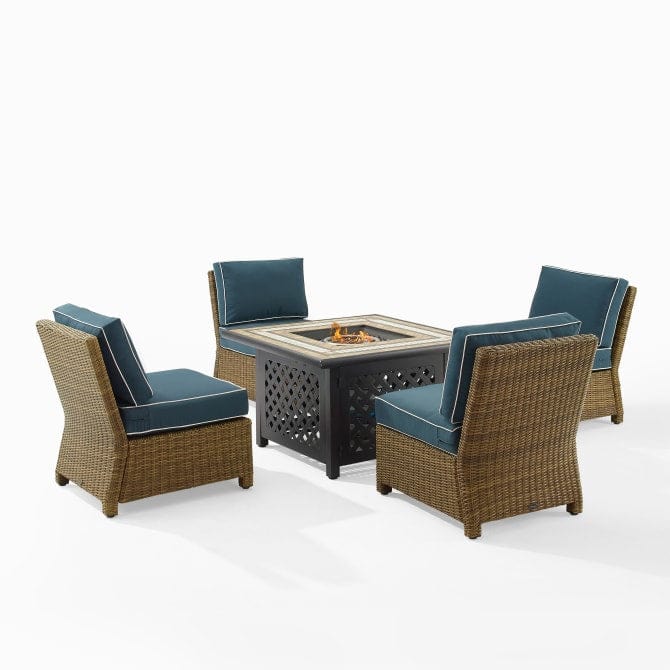 Crosley Furniture Patio Loveseat Sets Navy Crosely Furniture - Bradenton 5pc Outdoor Wicker Conversation Set W/Fire Table - Weathered Brown | KO70205GY-XX