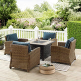 Crosley Furniture Patio Loveseat Sets Navy Crosely Furniture - Bradenton 5pc Outdoor Wicker Conversation Set W/Fire Table - Weathered Brown | KO70207WB-XX