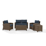 Crosley Furniture Patio Loveseat Sets Navy/Weathered Brown Crosely Furniture - Bradenton 5Pc Outdoor Wicker Conversation Set Include Color - Loveseat, Side Table, Coffee Table, & 2 Armchairs - KO70050GY-XX