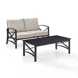 Crosley Furniture Patio Loveseat Sets Oatmeal Crosely Furniture - Kaplan 2Pc Outdoor Metal Conversation Set Include Color/Oil Rubbed Bronze - Loveseat & Coffee Table - KO60010BZ-XX