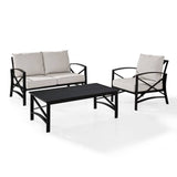 Crosley Furniture Patio Loveseat Sets Oatmeal Crosely Furniture - Kaplan 3Pc Outdoor Metal Conversation Set Include Color/Oil Rubbed Bronze - Loveseat, Chair, & Coffee Table - KO60014BZ-XX