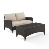 Crosley Furniture Patio Loveseat Sets Sand Crosely Furniture - Kiawah 2Pc Outdoor Wicker Conversation Set Include Color/Brown - Loveseat & Coffee Table - KO70029BR-XX