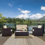 Crosley Furniture Patio Loveseat Sets Sand Crosely Furniture - Palm Harbor 4Pc Outdoor Wicker Conversation Set Include Color/Brown - Loveseat, Coffee Table, & 2 Chairs - KO70001BR-XX