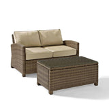Crosley Furniture Patio Loveseat Sets Sand/Weathered Brown Crosely Furniture - Bradenton 2Pc Outdoor Wicker Conversation Set Include Color - Loveseat & Coffee Table - KO70025XX-XX