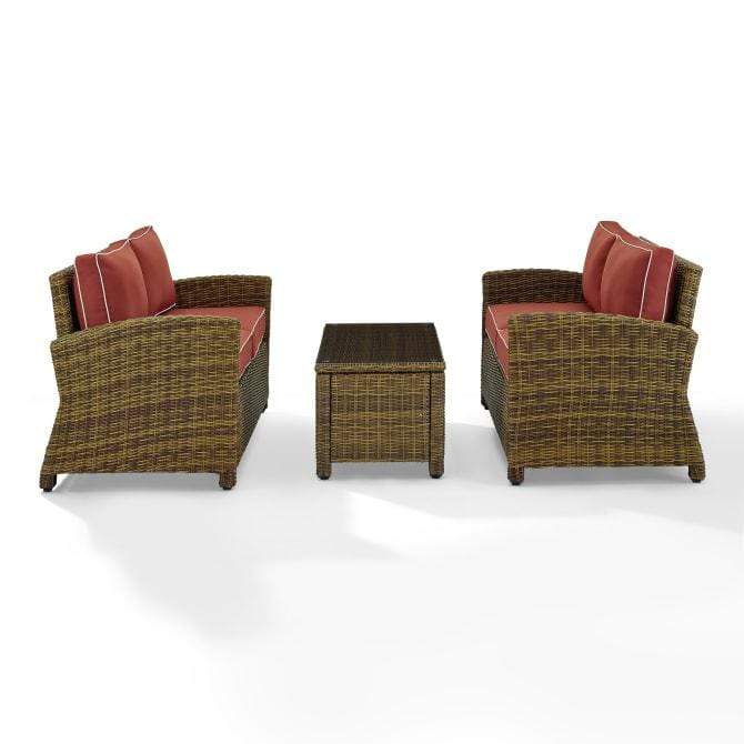 Crosley Furniture Patio Loveseat Sets Sangria Crosely Furniture - Bradenton 3Pc Outdoor Wicker Conversation Set Include Color/Gray - Coffee Table & 2 Loveseats - KO70165-XX