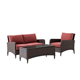 Crosley Furniture Patio Loveseat Sets Sangria Crosely Furniture - Kiawah 3Pc Outdoor Wicker Conversation Set Include Color/Brown - Loveseat, Arm Chair & Coffee Table - KO70031BR-XX
