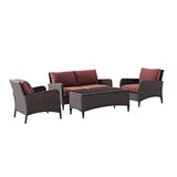 Crosley Furniture Patio Loveseat Sets Sangria Crosely Furniture - Kiawah 4Pc Outdoor Wicker Conversation Set Include Color/Brown - Loveseat, 2 Arm Chairs & Coffee Table - KO70028BR-XX