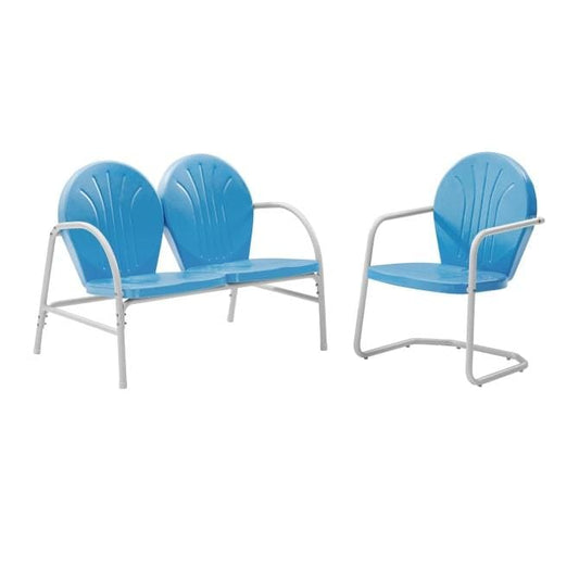 Crosley Furniture Patio Loveseat Sets Sky Blue Gloss Crosely Furniture - Griffith 2Pc Outdoor Metal Conversation Set Include Color - Loveseat & Chair - KO10005XX
