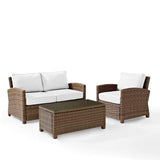 Crosley Furniture Patio Loveseat Sets White Crosely Furniture - Bradenton 3Pc Outdoor Wicker Conversation Set Include Color/Weathered Brown - Loveseat, Arm Chair, & Coffee Table - KO70027WB-XX