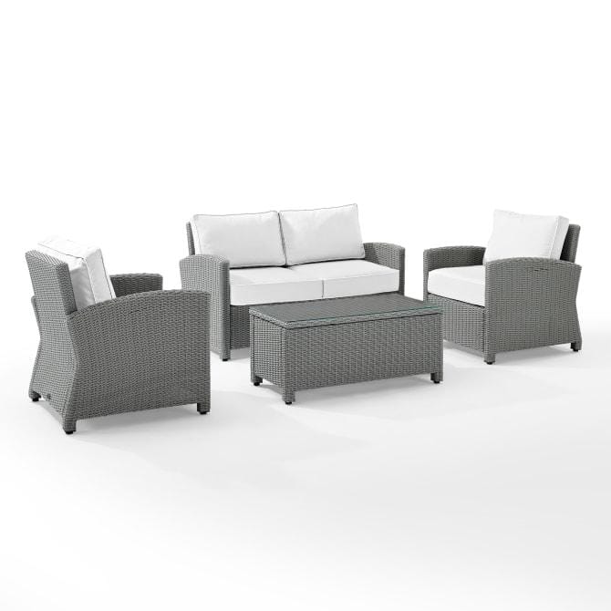 Crosley Furniture Patio Loveseat Sets White Crosely Furniture - Bradenton 4Pc Outdoor Wicker Conversation Set Include Color/Gray - Loveseat, Coffee Table, & 2 Arm Chairs - KO70024GY-XX