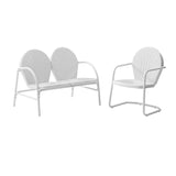 Crosley Furniture Patio Loveseat Sets White Gloss Crosely Furniture - Griffith 2Pc Outdoor Metal Conversation Set Include Color - Loveseat & Chair - KO10005XX