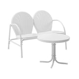 Crosley Furniture Patio Loveseat Sets White Gloss Crosely Furniture - Griffith 2Pc Outdoor Metal Conversation Set Include Color/White Satin - Loveseat & Side Table - KO10006XX