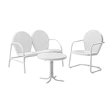 Crosley Furniture Patio Loveseat Sets White Gloss Crosely Furniture - Griffith 3Pc Outdoor Metal Conversation Set Include Color/White Satin - Loveseat, Chair, & Side Table - KO10003XX