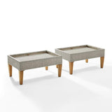 Crosley Furniture Patio Ottomans Crosely Furniture - Capella 2Pc Outdoor Wicker Ottoman Set Gray/Acorn - 2 Ottomans - CO6335-GY - Gray