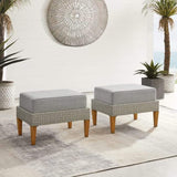 Crosley Furniture Patio Ottomans Crosely Furniture - Capella 2Pc Outdoor Wicker Ottoman Set Gray/Acorn - 2 Ottomans - CO6335-GY - Gray