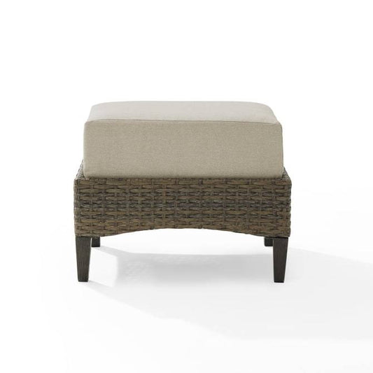 Crosley Furniture Patio Ottomans Crosely Furniture - Rockport Outdoor Wicker Ottoman Oatmeal/Light Brown - CO6331-LB - Oatmeal