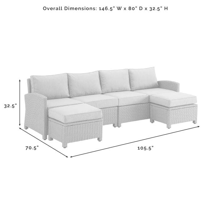 Crosley Furniture Patio Sectional Sets Crosely Furniture - Bradenton 4Pc Outdoor Wicker Sectional Set Include Color/Weathered Brown - Left Loveseat, Right Loveseat, & 2 Ottomans - KO70187WB-XX