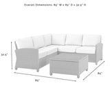 Crosley Furniture Patio Sectional Sets Crosely Furniture - Bradenton 4Pc Outdoor Wicker Sectional Set Include Color/Weathered Brown - Right Corner Loveseat, Left Corner Loveseat, Corner Chair, & Sectional Glass Top Coffee Table - KO70019WB-XX