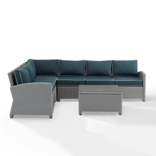 Crosley Furniture Patio Sectional Sets Crosely Furniture - Bradenton 5Pc Outdoor Wicker Sectional Set Include Color/Gray - Left Loveseat, Right Loveseat, Center Chair, Corner Chair & Coffee Table - KO70020GY-XX
