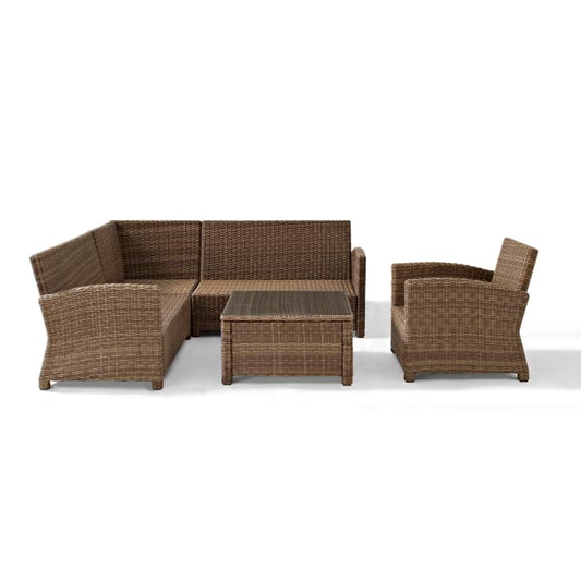 Crosley Furniture Patio Sectional Sets Crosely Furniture - Bradenton 5Pc Outdoor Wicker Sectional Set Include Color - Right Side Loveseat, Left Side Loveseat, Corner Chair, Arm Chair, & Sectional Glass Top Coffee Table - KO70021XX-XX