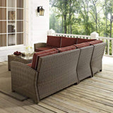 Crosley Furniture Patio Sectional Sets Crosely Furniture - Bradenton 5Pc Outdoor Wicker Sectional Set Include Color/Weathered Brown - Right Side Loveseat, Left Side Loveseat, Corner Chair, Center Chair, & Sectional Glass Top Coffee Table - KO70020WB-XX