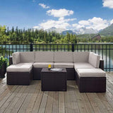 Crosley Furniture Patio Sectional Sets Crosely Furniture - Palm Harbor 8Pc Outdoor Wicker Sectional Set Include Color/Brown - Coffee Sectional Table, 3 Center Chairs, 2 Corner Chairs, & 2 Ottomans - KO70008BR-XX