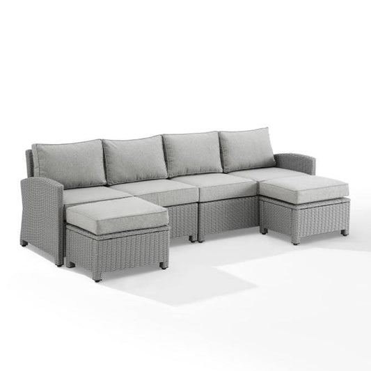 Crosley Furniture Patio Sectional Sets Gray Crosely Furniture - Bradenton 4Pc Outdoor Wicker Sectional Set  Include Color - Left Loveseat, Right Loveseat & 2 Ottomans - KO70187GY-GY - Gray