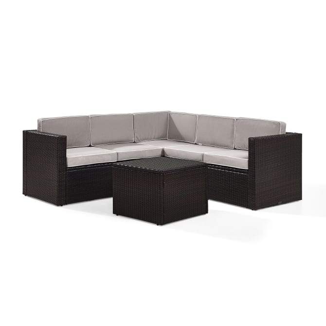 Crosley Furniture Patio Sectional Sets Gray Crosely Furniture - Palm Harbor 6Pc Outdoor Wicker Sectional Set Include Color/Brown - Coffee Sectional Table, 3 Corner Chairs, & 2 Center Chairs - KO70007BR-XX