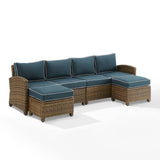 Crosley Furniture Patio Sectional Sets Navy Crosely Furniture - Bradenton 4Pc Outdoor Wicker Sectional Set Include Color/Weathered Brown - Left Loveseat, Right Loveseat, & 2 Ottomans - KO70187WB-XX