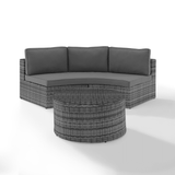 Crosley Furniture Patio Sectional Sets Sand Crosely Furniture - Catalina 2Pc Outdoor Wicker Sectional Set Include Color/Brown - Sectional Sofa & Round Glass Top Coffee Table - KO70034XX