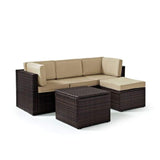 Crosley Furniture Patio Sectional Sets Sand Crosely Furniture - Palm Harbor 5Pc Outdoor Wicker Sectional Set Include Color/Brown - Center Chair, Ottoman, Coffee Sectional Table, & 2 Corner Chairs - KO70011BR-XX