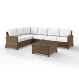 Crosley Furniture Patio Sectional Sets White Crosely Furniture - Bradenton 5Pc Outdoor Wicker Sectional Set Include Color/Weathered Brown - Right Side Loveseat, Left Side Loveseat, Corner Chair, Center Chair, & Sectional Glass Top Coffee Table - KO70020WB-XX