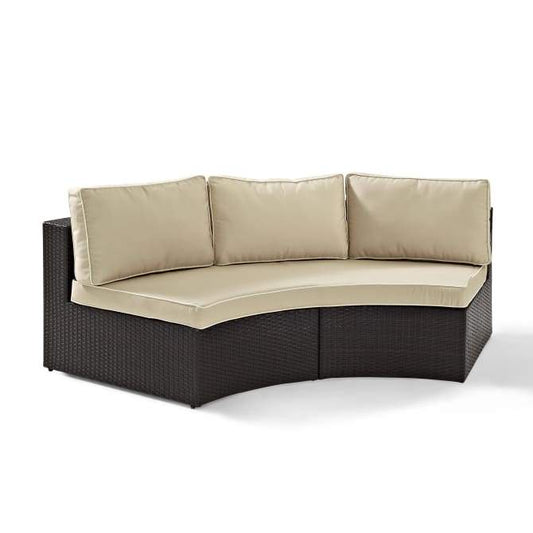 Crosley Furniture Patio Sectionals Crosely Furniture - Catalina Outdoor Wicker Round Sectional Sofa Gray/Sand - CO7120-XX