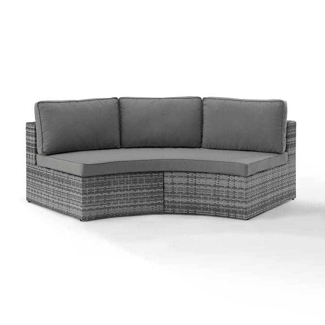 Crosley Furniture Patio Sectionals Gray Crosely Furniture - Catalina Outdoor Wicker Round Sectional Sofa Gray/Sand - CO7120-XX