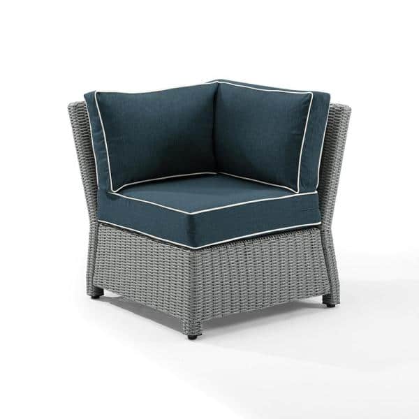 Crosley Furniture Patio Sectionals Navy/Gray Crosely Furniture - Bradenton Outdoor Wicker Sectional Corner Chair Include Color - KO70018XX-XX