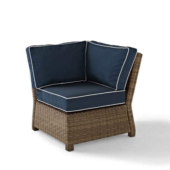 Crosley Furniture Patio Sectionals Navy/Weathered Brown Crosely Furniture - Bradenton Outdoor Wicker Sectional Corner Chair Include Color - KO70018XX-XX