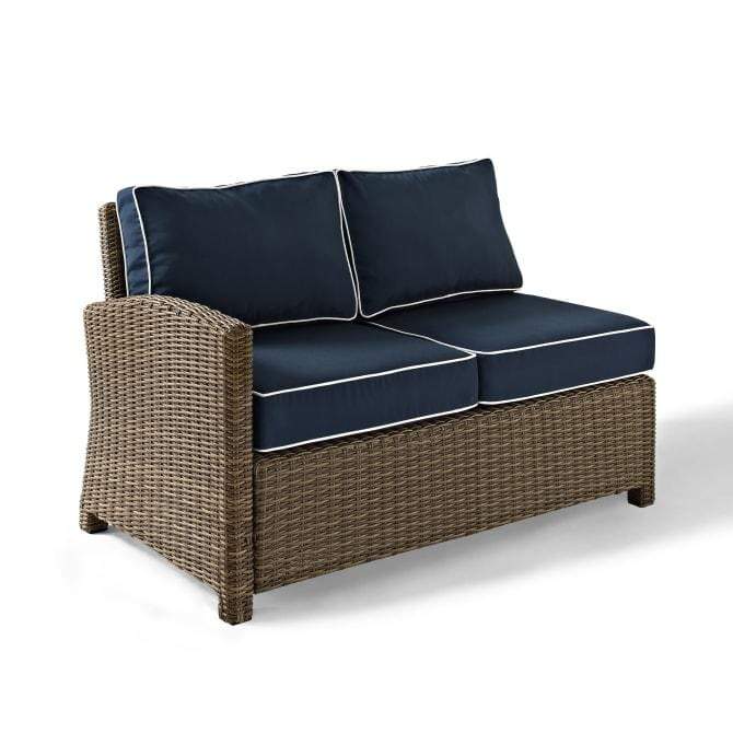 Crosley Furniture Patio Sectionals Navy/Weathered Brown Crosely Furniture - Bradenton Outdoor Wicker Sectional Left Side Loveseat Include Color - KO70016XX-XX